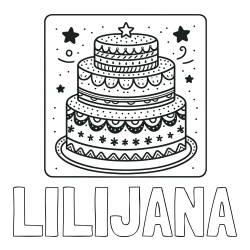 Online izdelana pobarvanka - Pobarvanka imena LILIJANA in pobarvanka slastne torte