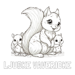 Online izdelana pobarvanka - Pobarvanka imena LJUBKE VAVERICKE in pobarvanka veveričje družine