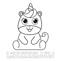 Online izdelana pobarvanka - Pobarvanka imena LKČZKHHKJJHJ in pobarvanka čudovitega samoroga Unicorn