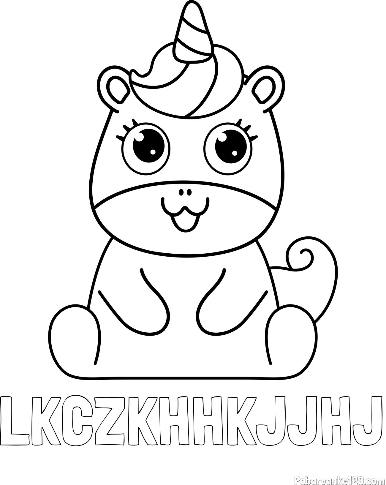 Pobarvanka imena LKČZKHHKJJHJ in pobarvanka čudovitega samoroga Unicorn