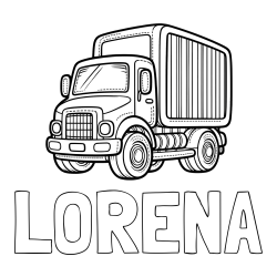 Online izdelana pobarvanka - Pobarvanka imena LORENA in pobarvanka majšega tovornjaka