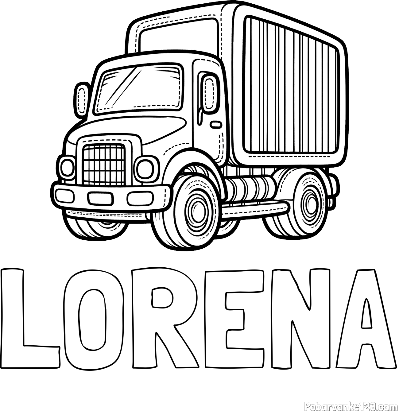 Pobarvanka imena LORENA in pobarvanka majšega tovornjaka