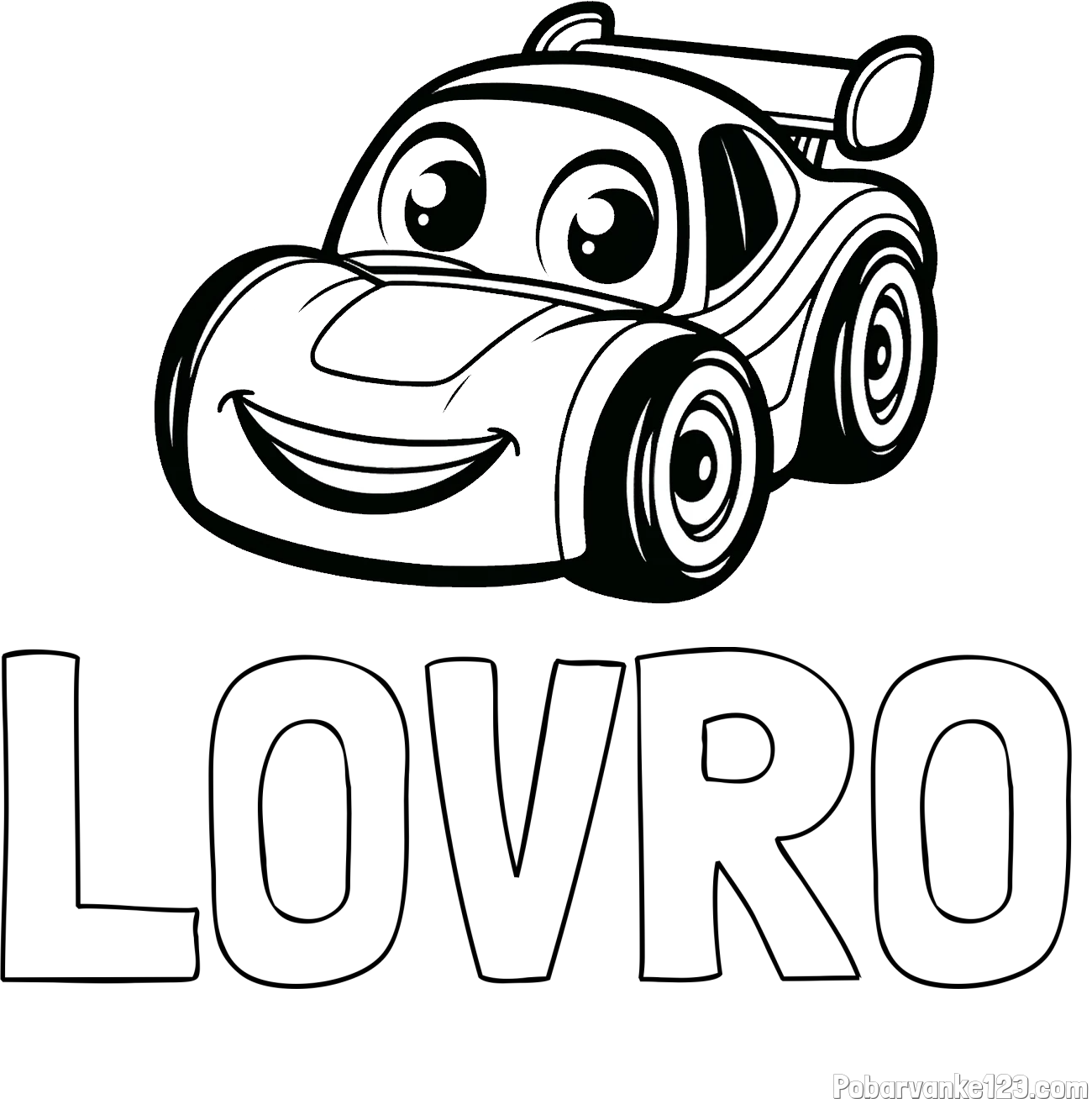 Pobarvanka imena LOVRO in pobarvanka otroškega avtomobila