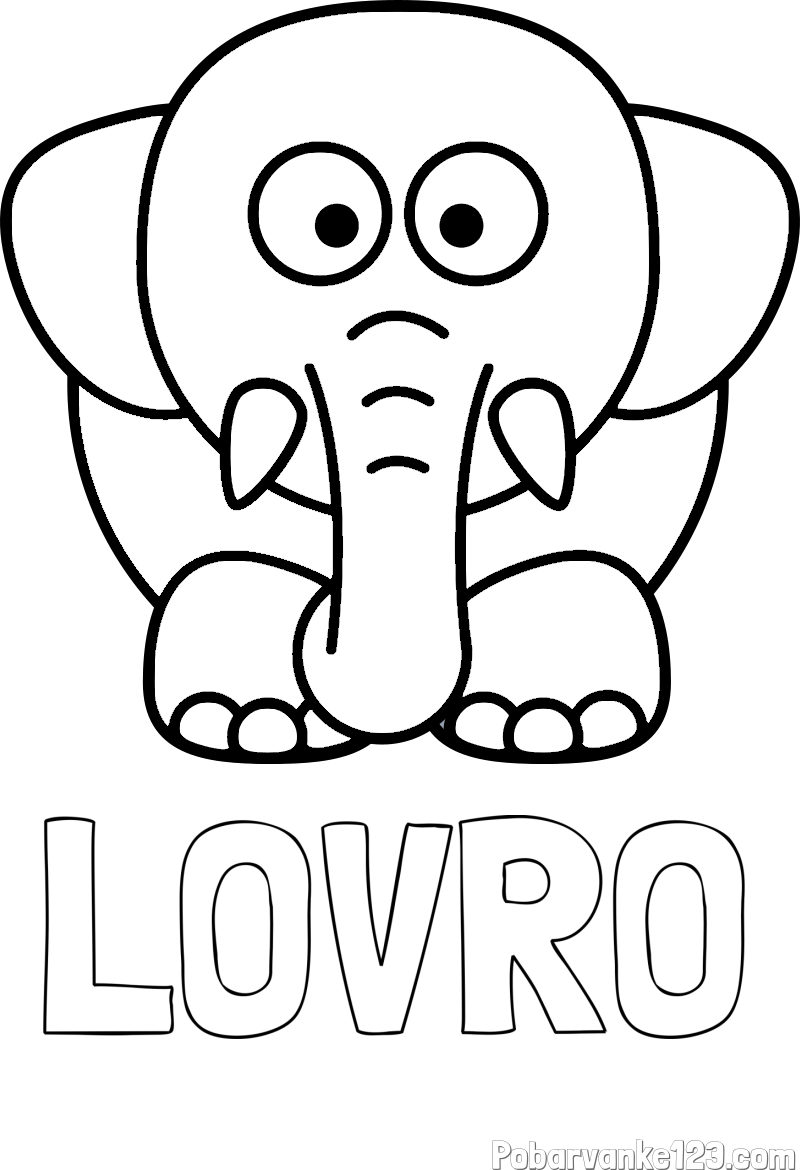 Pobarvanka imena LOVRO in pobarvanka slona