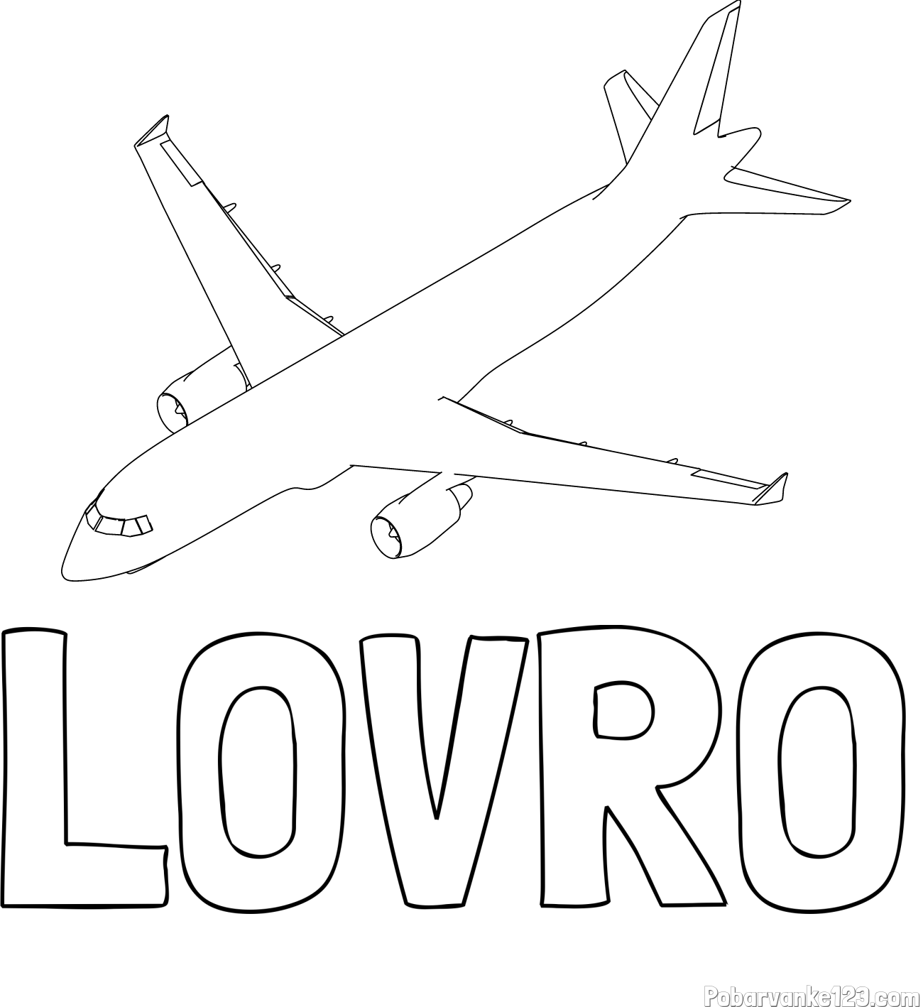 Pobarvanka imena LOVRO in pobarvanka velikega aviona