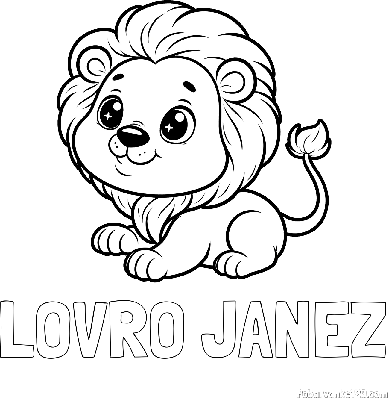 Pobarvanka imena LOVRO JANEZ in pobarvanka igrivega levčka