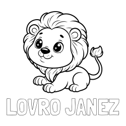 Online izdelana pobarvanka - Pobarvanka imena LOVRO JANEZ in pobarvanka igrivega levčka