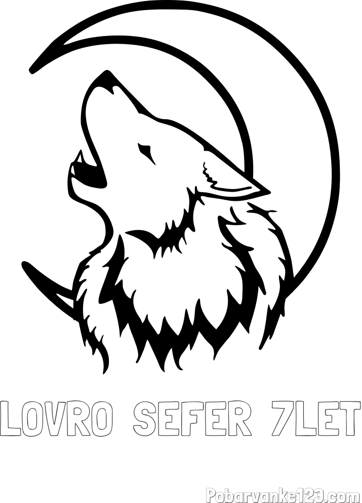 Pobarvanka imena LOVRO  ŠEFER  7LET in pobarvanka volk in lune