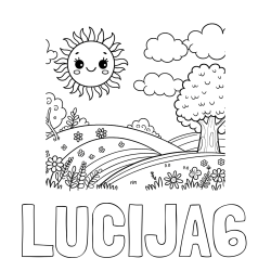 Online izdelana pobarvanka - Pobarvanka imena LUCIJA6 in otroška pobarvanka narave