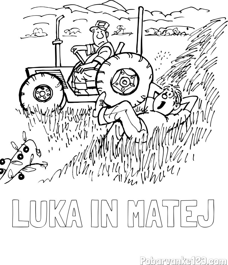 Pobarvanka imena LUKA IN MATEJ in pobarvanka traktor