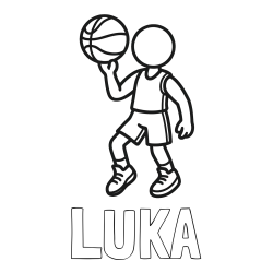 Online izdelana pobarvanka - Pobarvanka imena LUKA in otroška pobarvanka košarkarja