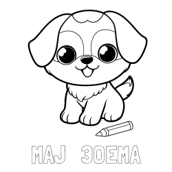 Online izdelana pobarvanka - Pobarvanka imena MAJ   3OEMA in pobarvanka prikupnega kužka