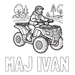 Online izdelana pobarvanka - Pobarvanka imena MAJ IVAN in pobarvanka motorista na štirikolesniku