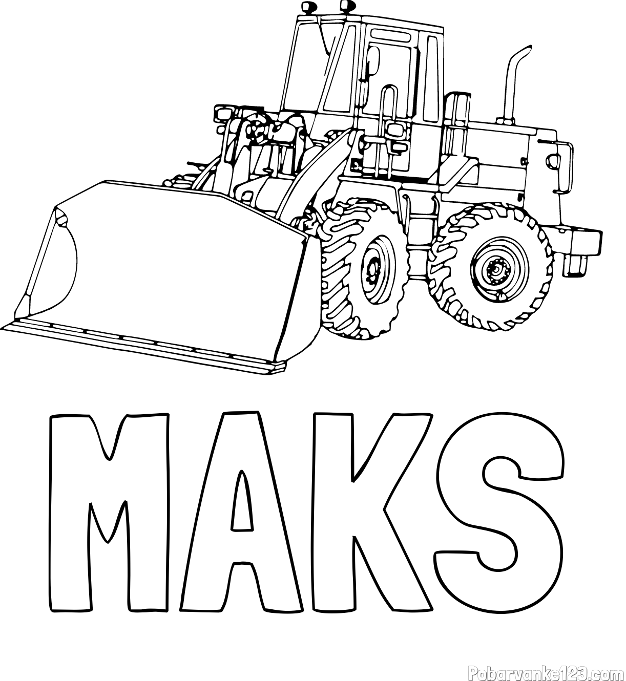 Pobarvanka imena MAKS in pobarvanka velikega bagra