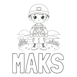 Online izdelana pobarvanka - Pobarvanka imena MAKS in pobarvanka vojaka