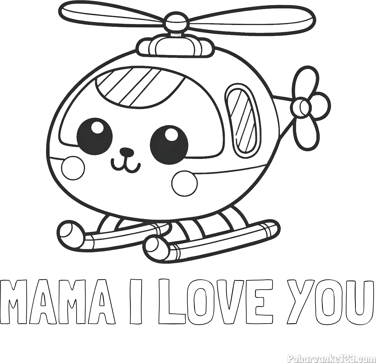 Pobarvanka imena MAMA I LOVE YOU in otroška pobarvanka helikopterja