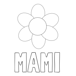 Online izdelana pobarvanka - Pobarvanka imena MAMI in otroška pobarvanka cveta