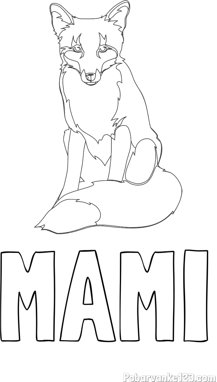 Pobarvanka imena MAMI in pobarvanka lisice