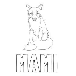 Online izdelana pobarvanka - Pobarvanka imena MAMI in pobarvanka lisice
