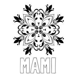 Online izdelana pobarvanka - Pobarvanka imena MAMI in pobarvanka mandale (cvetovi)