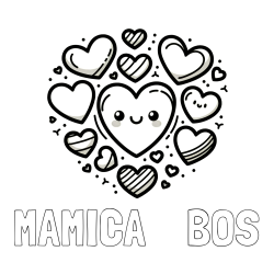 Online izdelana pobarvanka - Pobarvanka imena MAMICA    BOŠ in pobarvanka srčkov