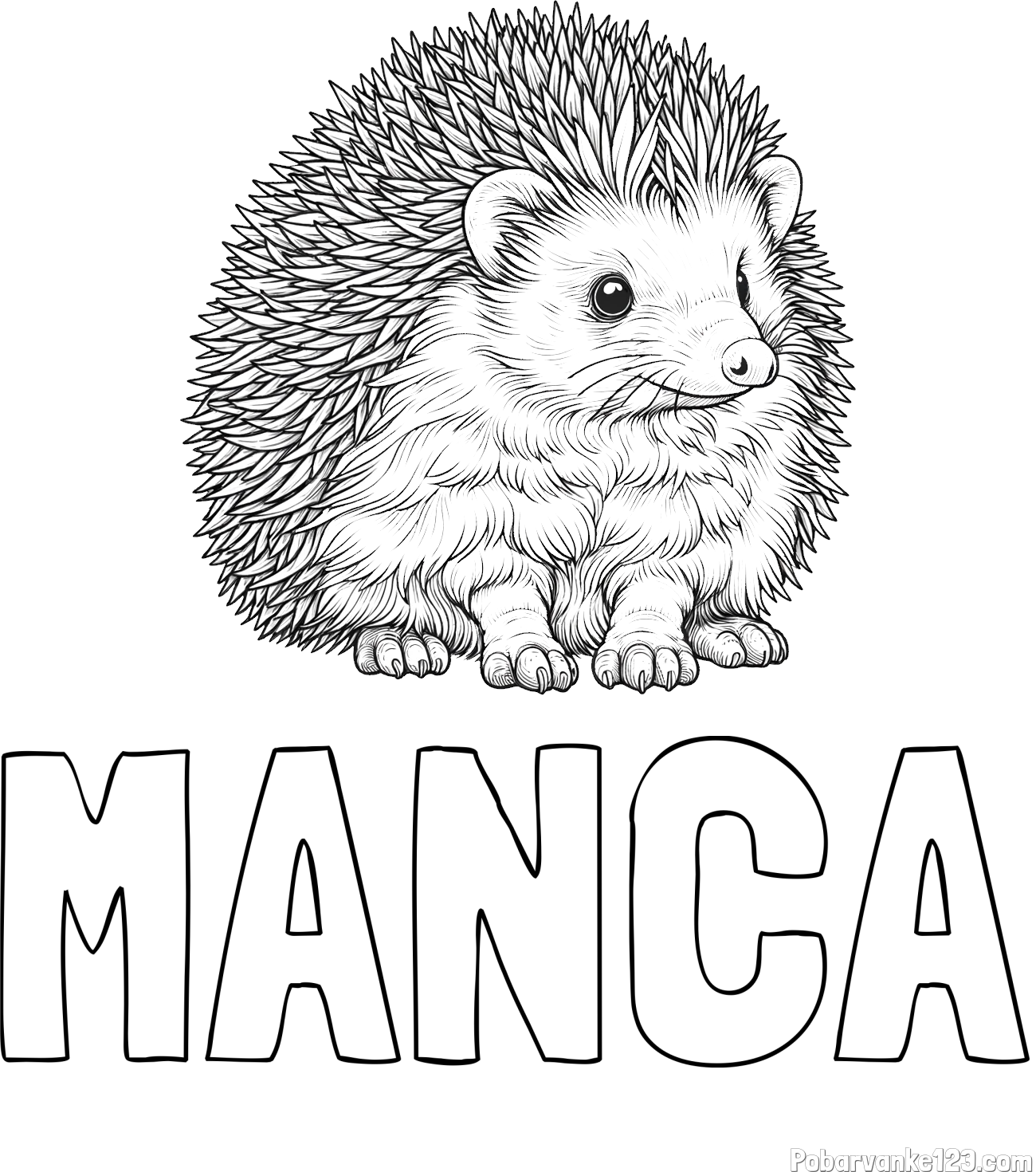 Pobarvanka imena MANCA in pobarvanka nasmejanega ježa