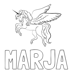 Online izdelana pobarvanka - Pobarvanka imena MARJA in lepa pobarvanka samoroga