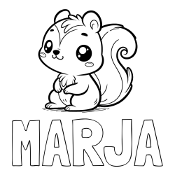 Online izdelana pobarvanka - Pobarvanka imena MARJA in pobarvanka veverice