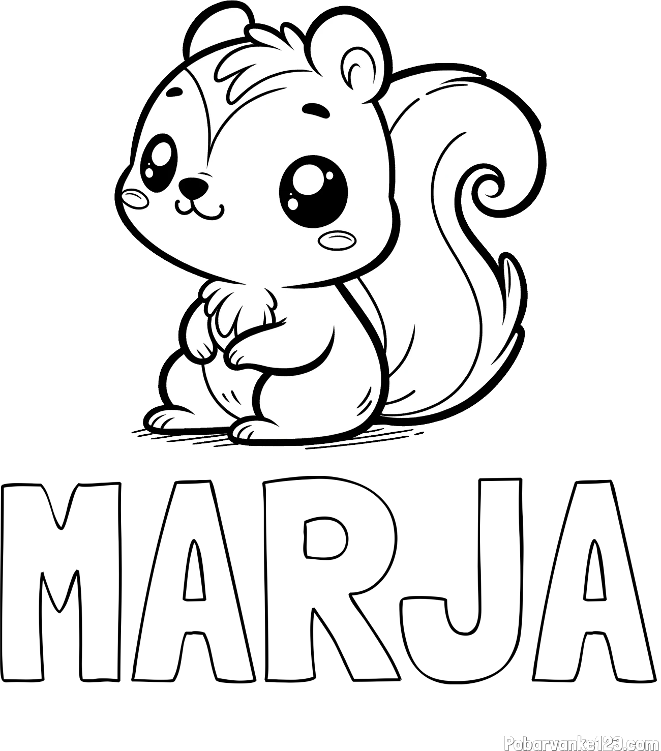 Pobarvanka imena MARJA in pobarvanka veverice