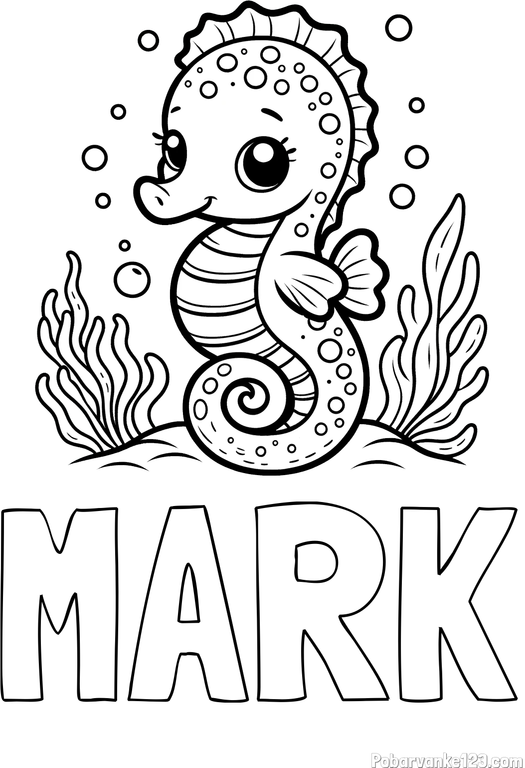 Pobarvanka imena MARK in pobarvanka morskega konjička