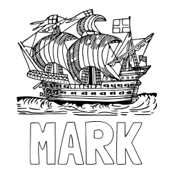 Online izdelana pobarvanka - Pobarvanka imena MARK in pobarvanka velike in stare ladje