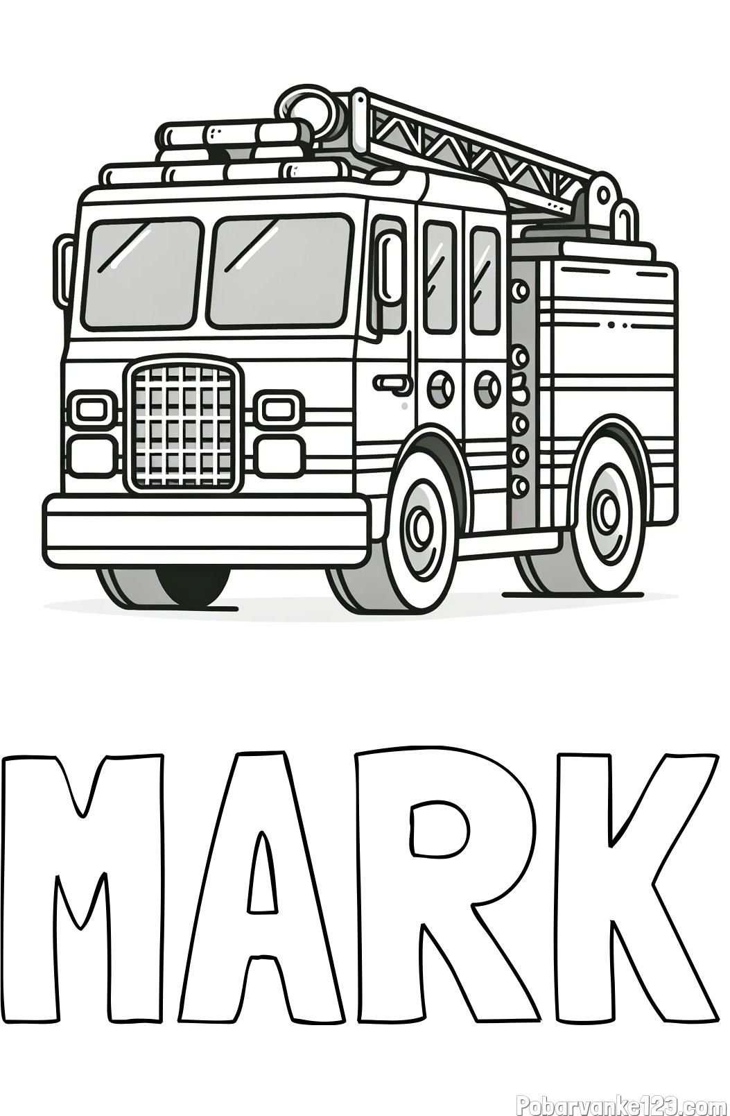 Pobarvanka imena MARK in pobarvanka velikega gasilskega avta