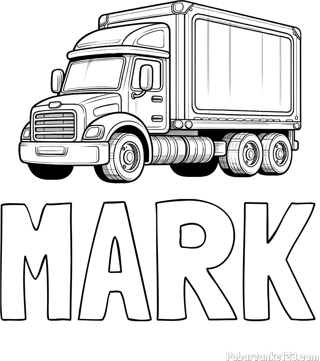 Pobarvanka imena MARK in pobarvanka velikega in zmogljivega tovornjaka