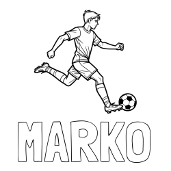 Online izdelana pobarvanka - Pobarvanka imena MARKO in pobarvanka nogometaša v napadu