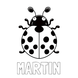 Online izdelana pobarvanka - Pobarvanka imena MARTIN in pobarvanka pikapolonice z velikimi tipalkami