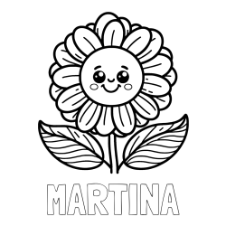 Online izdelana pobarvanka - Pobarvanka imena MARTINA in pobarvanka ljubke in nasmejane rože