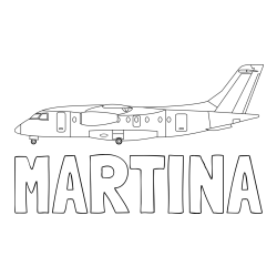 Online izdelana pobarvanka - Pobarvanka imena MARTINA in pobarvanka potniškega aviona