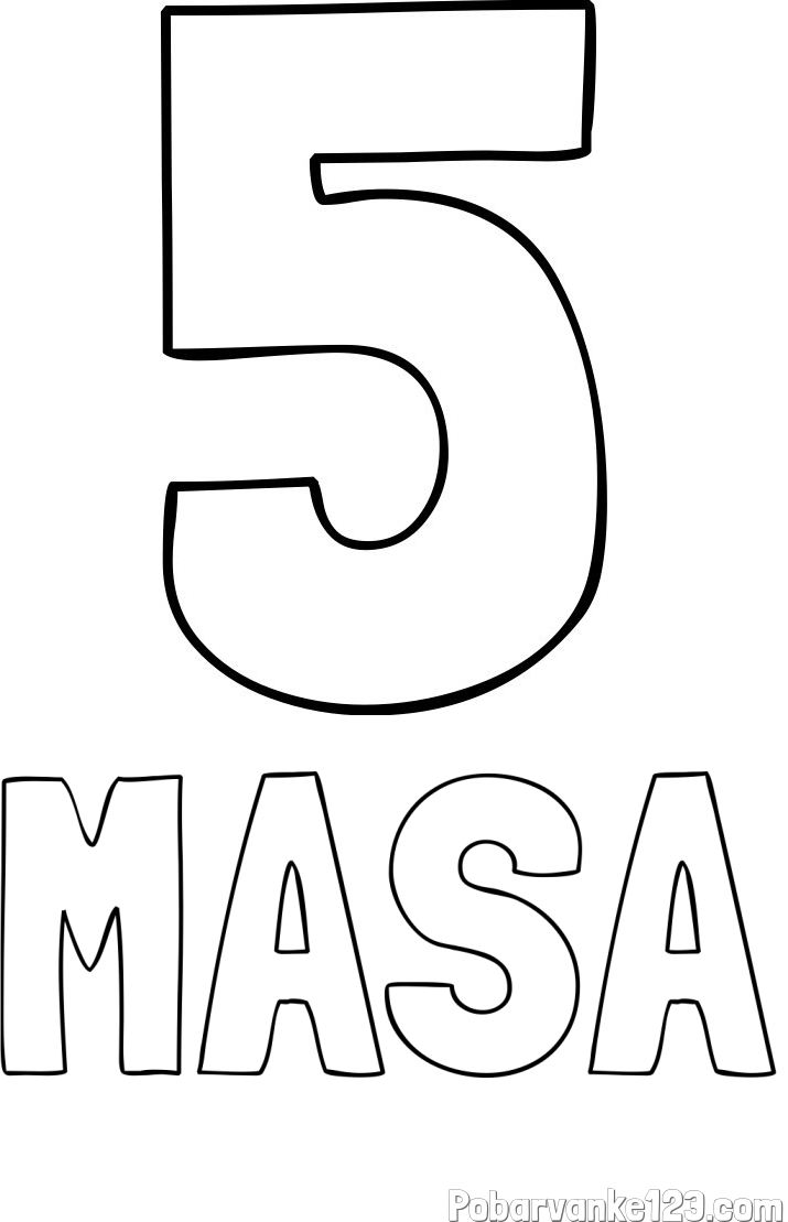 Pobarvanka imena MAŠA in pobarvanka številke pet (5)