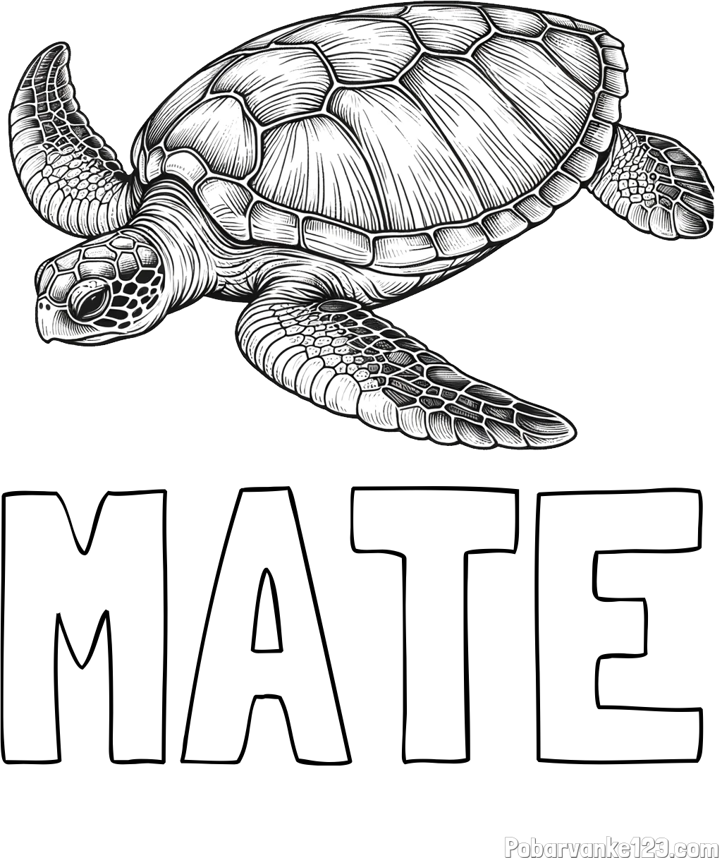 Pobarvanka imena MATE in pobarvanka čudovite želve