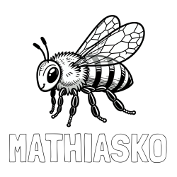 Online izdelana pobarvanka - Pobarvanka imena MATHIASKO in otroška pobarvanka čebele (realistična)