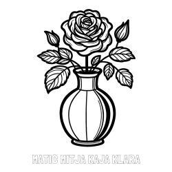 Online izdelana pobarvanka - Pobarvanka imena MATIC MITJA KAJA KLARA in pobarvanka čudovite vrtnice v vazi