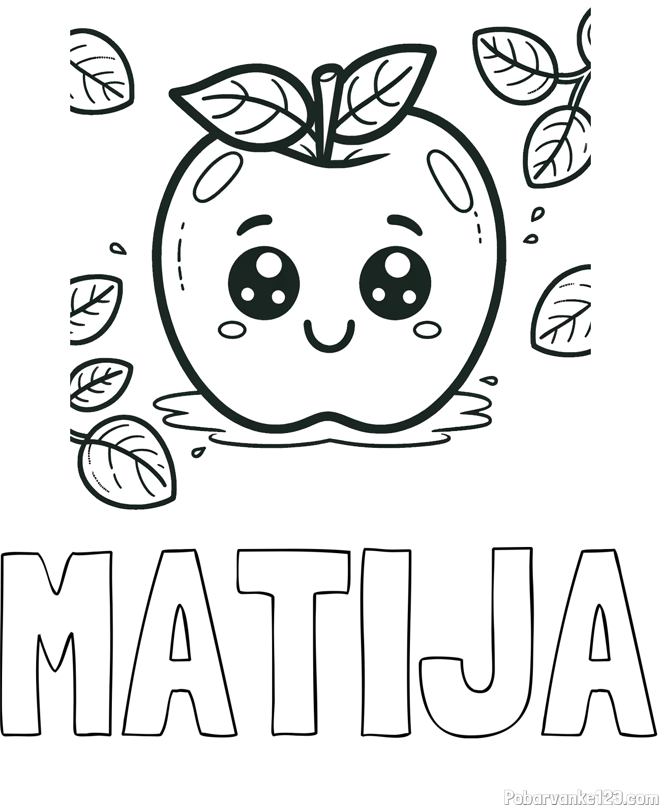 Pobarvanka imena MATIJA in pobarvanka nasmejane jabolke
