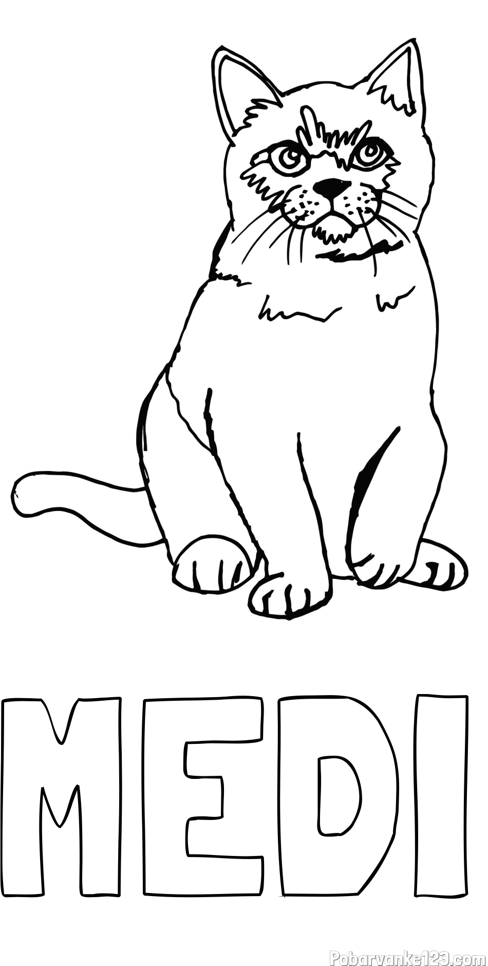 Pobarvanka imena MEDI in pobarvanka lepe mucke