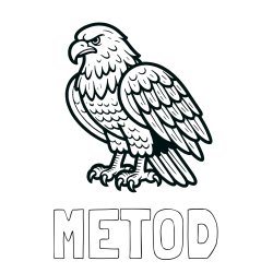 Online izdelana pobarvanka - Pobarvanka imena METOD in pobarvanka orla