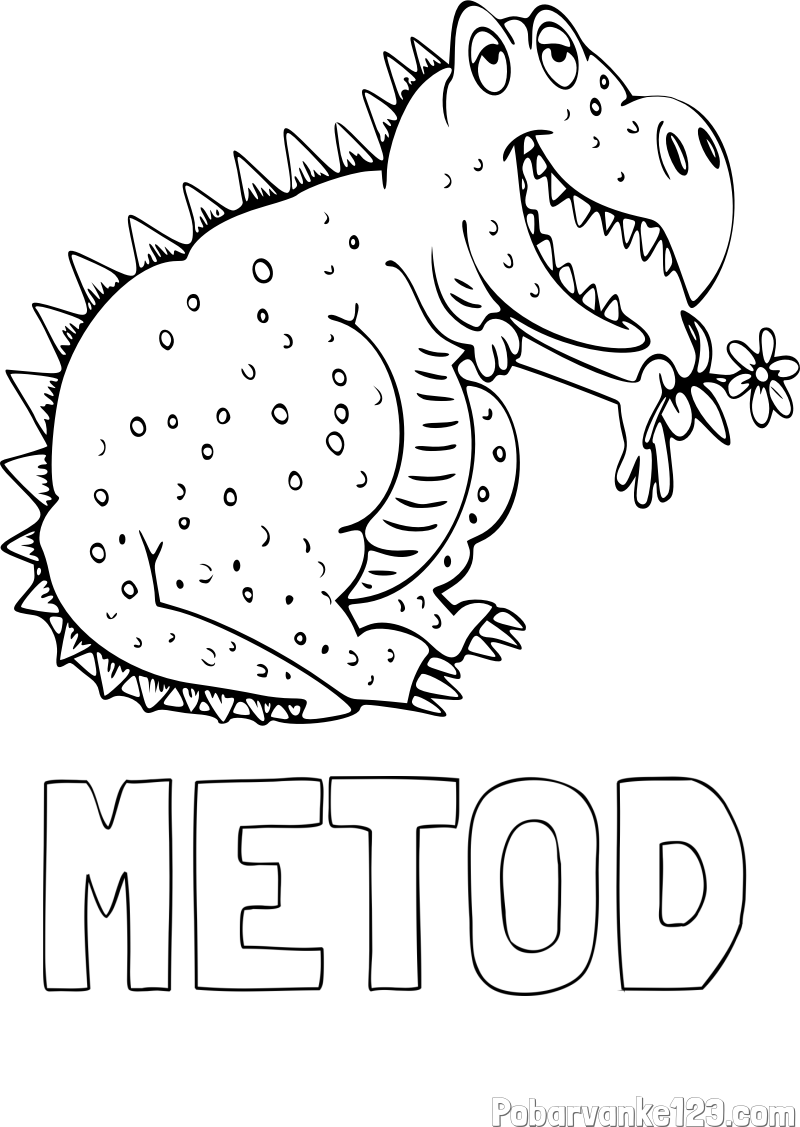 Pobarvanka imena METOD in pobarvanka veselega dinozavra