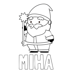 Online izdelana pobarvanka - Pobarvanka imena MIHA in dedek Mraz