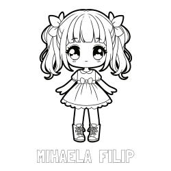 Online izdelana pobarvanka - Pobarvanka imena MIHAELA  FILIP in pobarvanka anime punčke