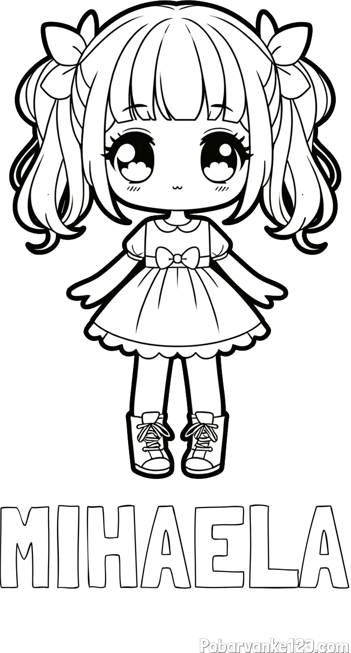 Pobarvanka imena MIHAELA in pobarvanka anime punčke