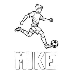 Online izdelana pobarvanka - Pobarvanka imena MIKE in pobarvanka nogometaša v napadu