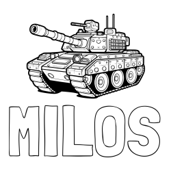 Online izdelana pobarvanka - Pobarvanka imena MILOŠ in pobarvanka tanka